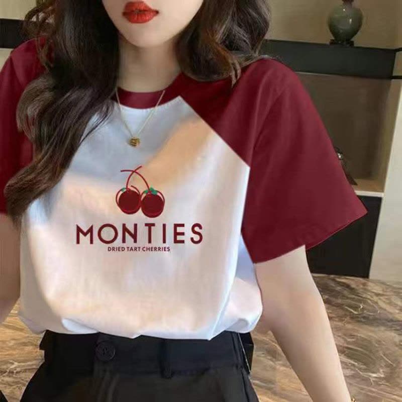 胖mm大码棉质t恤短袖女2022新款夏装宽松显瘦ins潮遮肚插肩袖上衣莎丞图片
