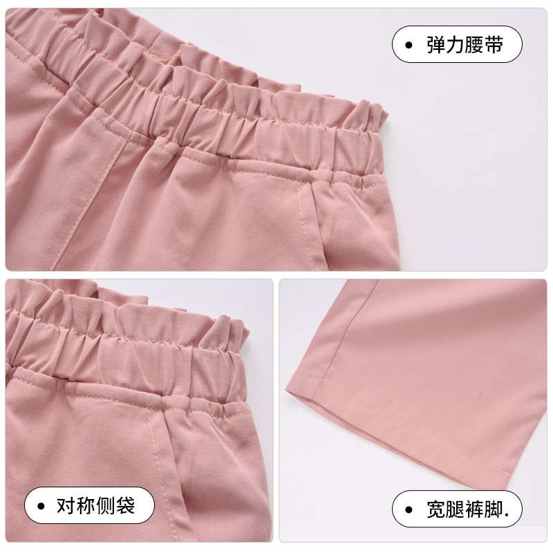 [一口价25元]铅笔俱乐部童装女童阔腿裤冰丝薄款夏季大童八分裤宽松洋气