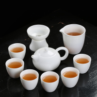 苏氏陶瓷中国白 白玉瓷功夫茶具茶壶茶杯套装象牙白一壶八杯套装