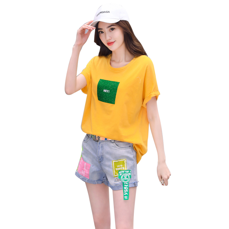 夏款套装女时尚两件套女士新品洋气时髦宽松上衣配短裤休闲清新潮