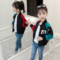 巴斯贝塔女童春秋款圆领韩版夹克2019新款棒球服150码建议身高140cm左右 140码建议身高130cm左右 黑色