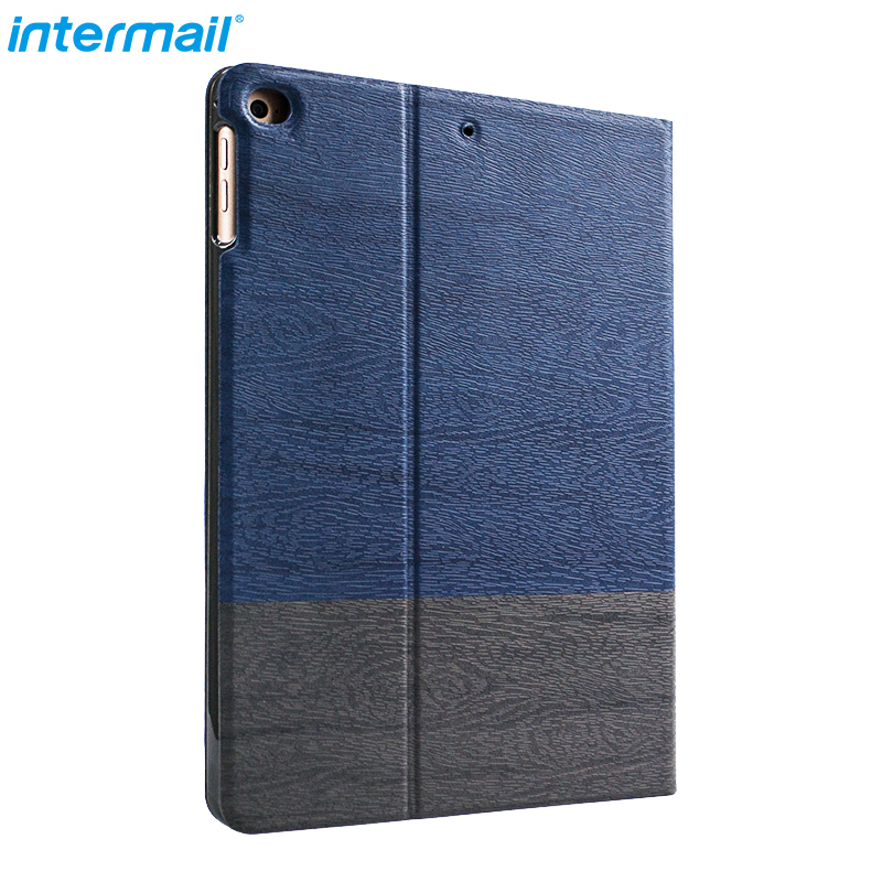 intermail苹果新iPad 9.7英寸 2018新款iPad平板电脑保护套轻薄皮套 树脂纹蓝灰拼接TPU 简约风