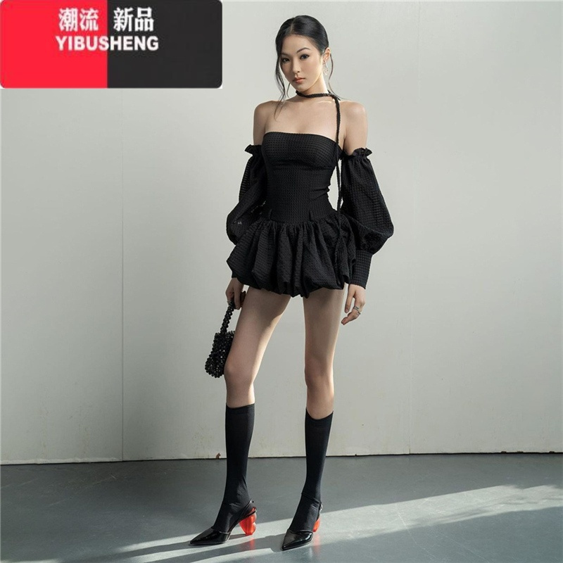 YIBUSHENG 纯欲减龄裹胸连衣裙女露背修身性感A型抹胸裙子设计感季