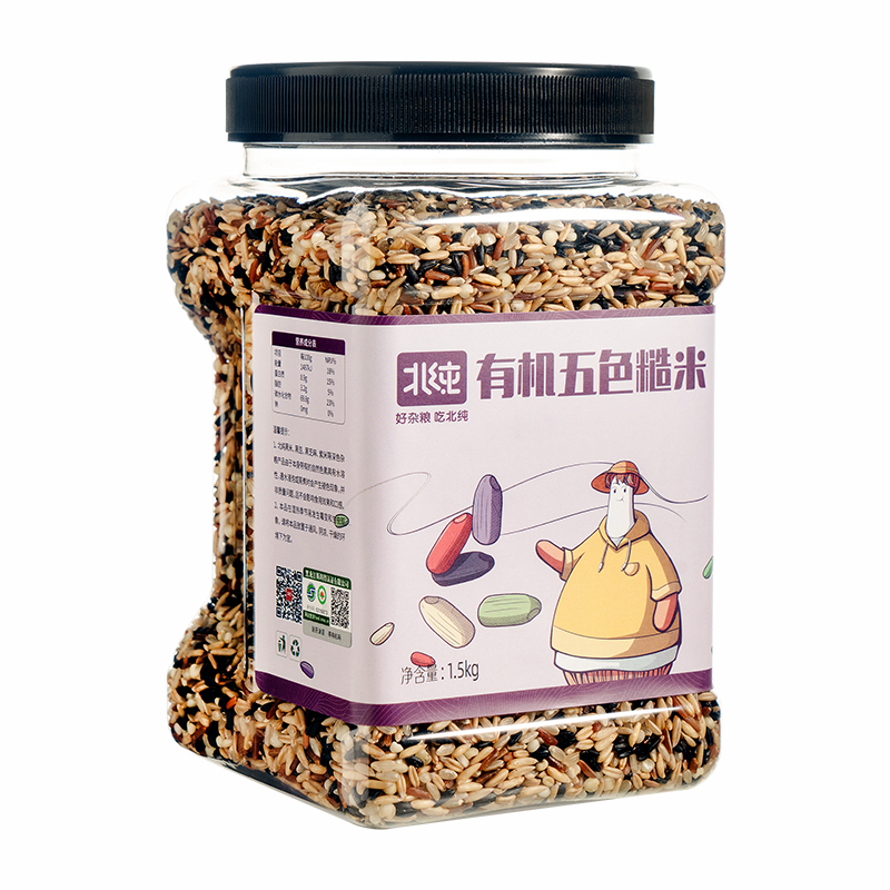 北纯 有机五色糙米 1.5kg(瓶装)高清大图
