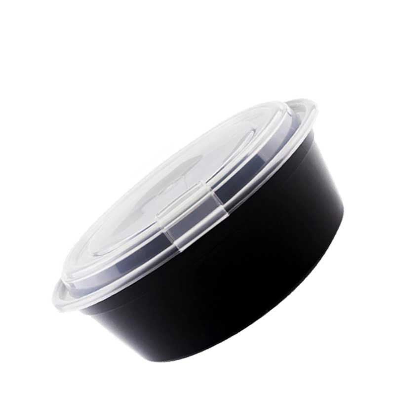 儵忽 一次性单格黑色圆形透气孔凸盖打包盒 RY-NR-84 2500ml 90套/ 1箱高清大图
