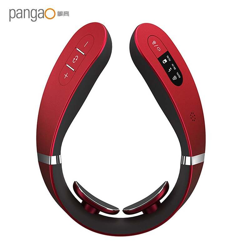 攀高(PANGAO)颈部理疗仪 颈椎按摩器 家用便携按摩仪 颈椎经络电脉冲护颈仪 按键语音款(PG-2601B18红)高清大图
