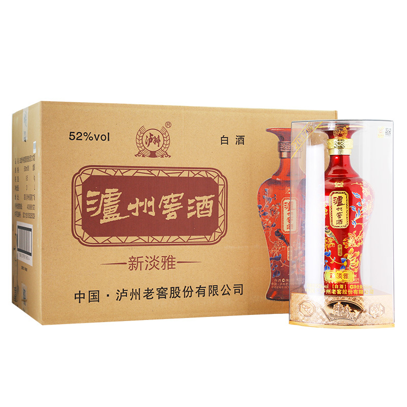 泸州老窖出品 泸州窖酒新淡雅 52度白酒 500ml*6整箱装