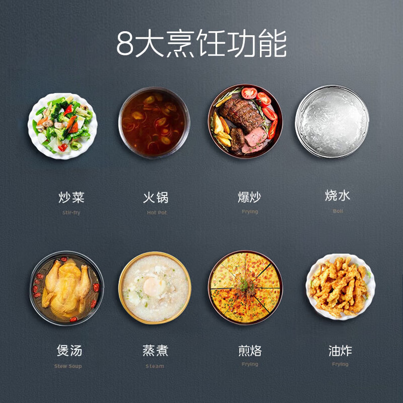 美的(Midea)电磁炉 家用大功率 4D防水面板 2200W大火力炒菜火锅不粘炒锅一体小型电磁灶 RT22E0103高清大图