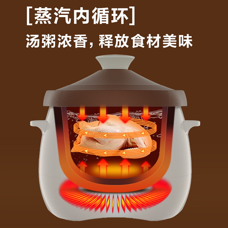 美的(Midea)电炖锅DG30E203电炖盅 煲汤锅电砂锅 家用煮粥赤陶内胆 3升家用容量 可预约定时全自动智能炖锅