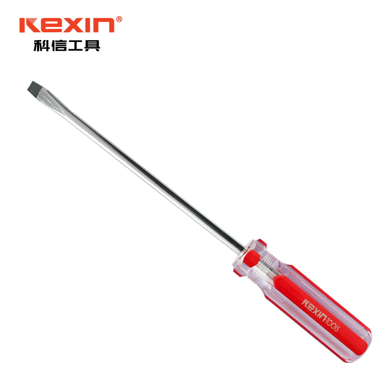 科信(kexin)Cr-V彩条一字螺丝批 磁性一字螺丝刀 起子改锥 6*100mm 1盒(12支/盒)KX206100