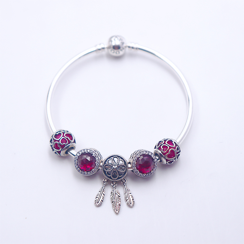 pandora潘多拉手链女925银红色捕梦网时尚饰品520送女友生日佳选