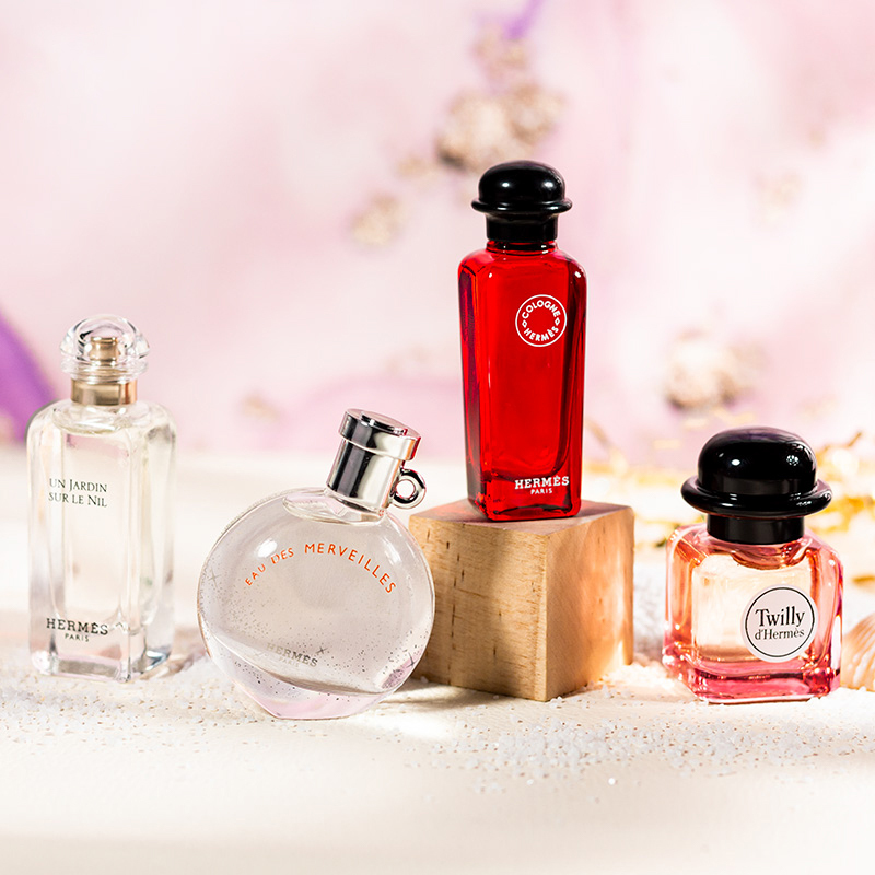 爱马仕hermes香水套装血色大黄橘彩星光丝巾尼罗河75ml4