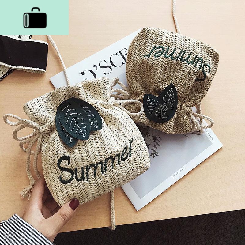 高级感编水桶小包包女包2019新款夏季小清新编织单肩斜挎包NEWLAKE高清大图