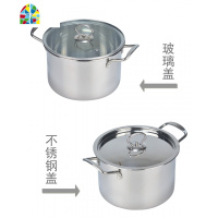 加厚不锈钢汤锅 带盖燃气电磁炉炖锅 家用加深双耳平底奶锅具 FENGHOU 24cm-配盖