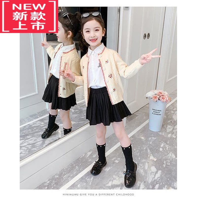 可莉允女童装外搭针织外套春秋季2022新款洋气中大儿童女孩秋冬毛衣开衫图片