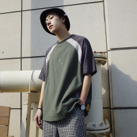2018夏款新款青少年T恤休闲宽松短袖薄款撞色半截袖创意短袖潮人