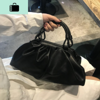 真皮女包单肩斜挎包新款潮包女时尚饺子包云朵包包小众女士手拿包NEWLAKE 黑色