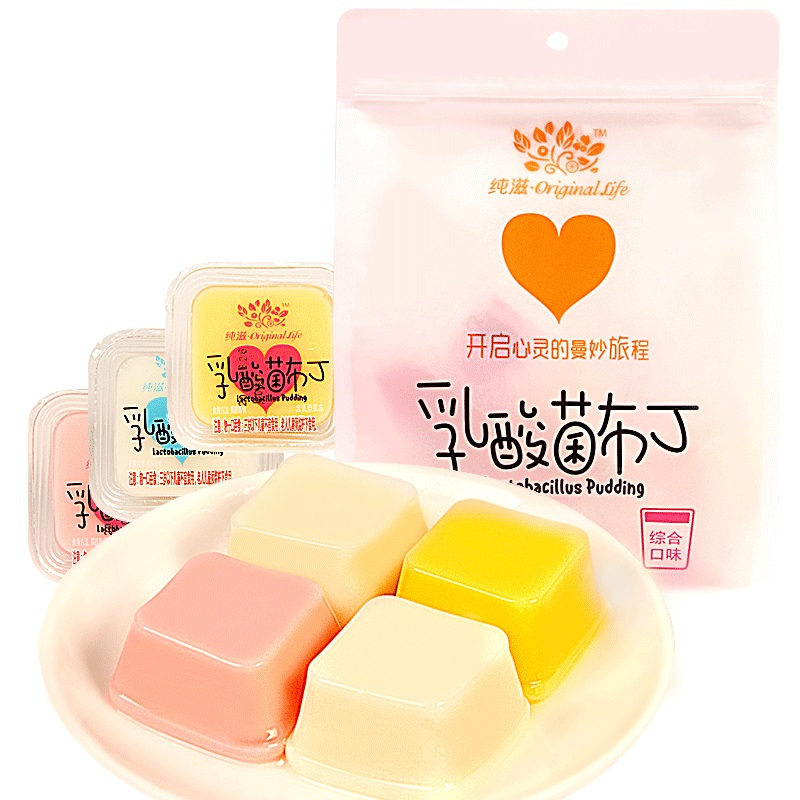 蜡笔小新乳酸菌布丁400g袋装黄桃草莓味果冻布丁休闲零食视频
