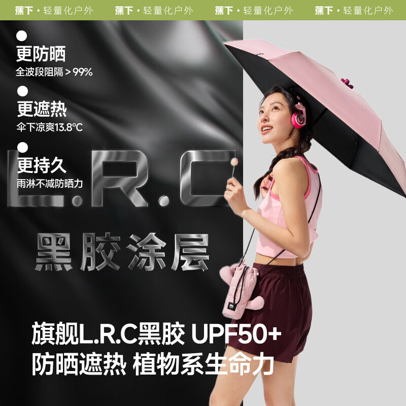 蕉下(BENEUNDER)五折黑胶防晒伞BM528-樱桃谷高清大图