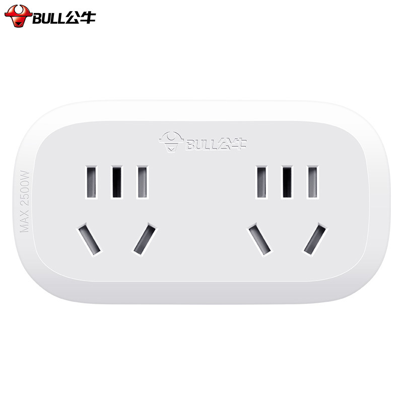 公牛bull无线排插插座一转多开关插座