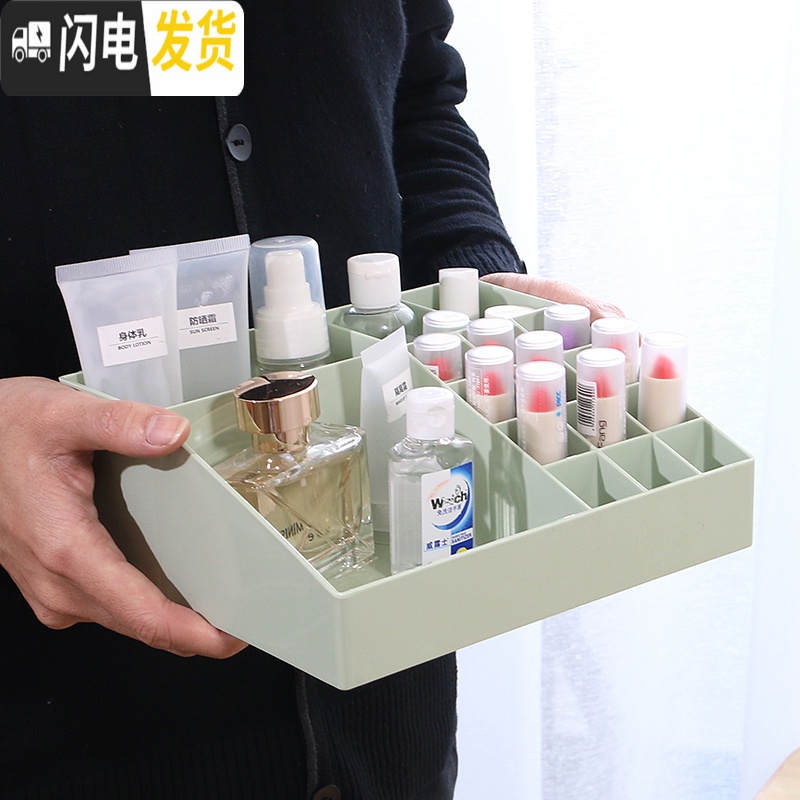 三维工匠多格收纳盒桌面少女心放口红唇釉膏收纳格子化妆梳妆台杂物整理架高清大图