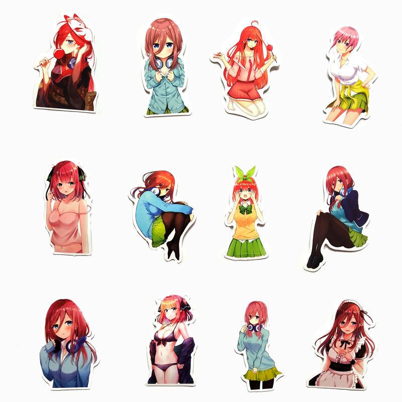 头盔贴纸 50张日本动漫五等分的花嫁三玖行李箱涂鸦贴纸笔记本滑板头