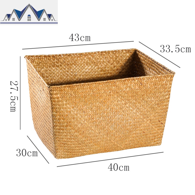 编大号收纳筐编织收纳篮书籍玩具收纳箱整理箱田园风杂物储物盒 三维工匠 橙色43*33.5*27.5cm