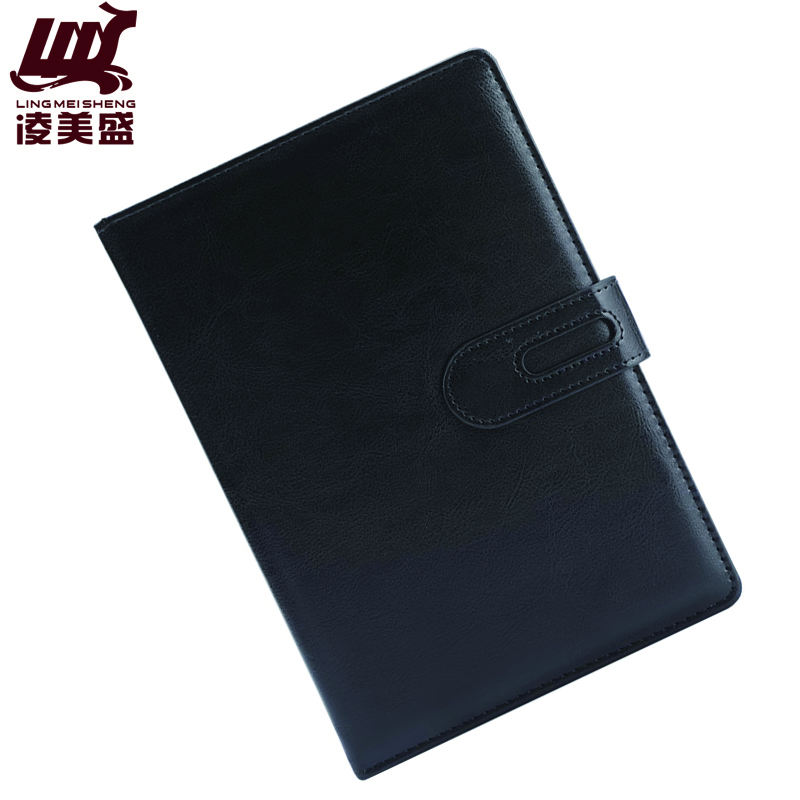 凌美盛 带扣PU革A5商务笔记本 80克道林纸14.1*20.5cm 100张200页 25-66黑色 可定制印刷/本高清大图