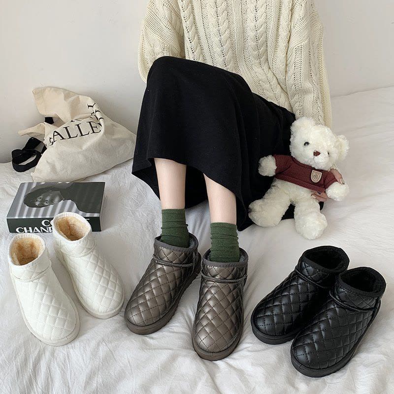 枫述雪地靴女冬加绒加厚保暖棉鞋2021年新款短筒面包鞋短靴子图片
