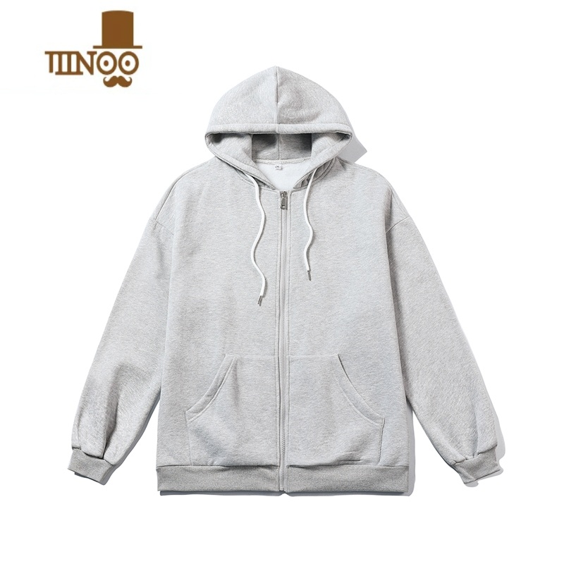 YANXU拉链开衫外套男纯色冬季加绒青少年帅气休闲宽松连帽季休高清大图