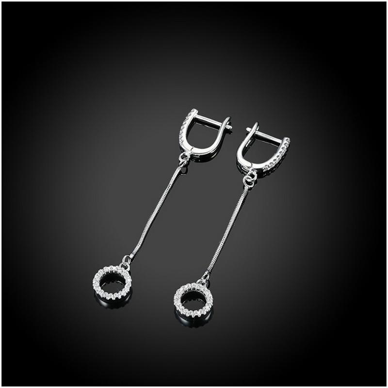 E076 Silver Earrings 925纯银耳环日韩耳钉女气质长款简约防过敏送女朋友七夕情人节礼物