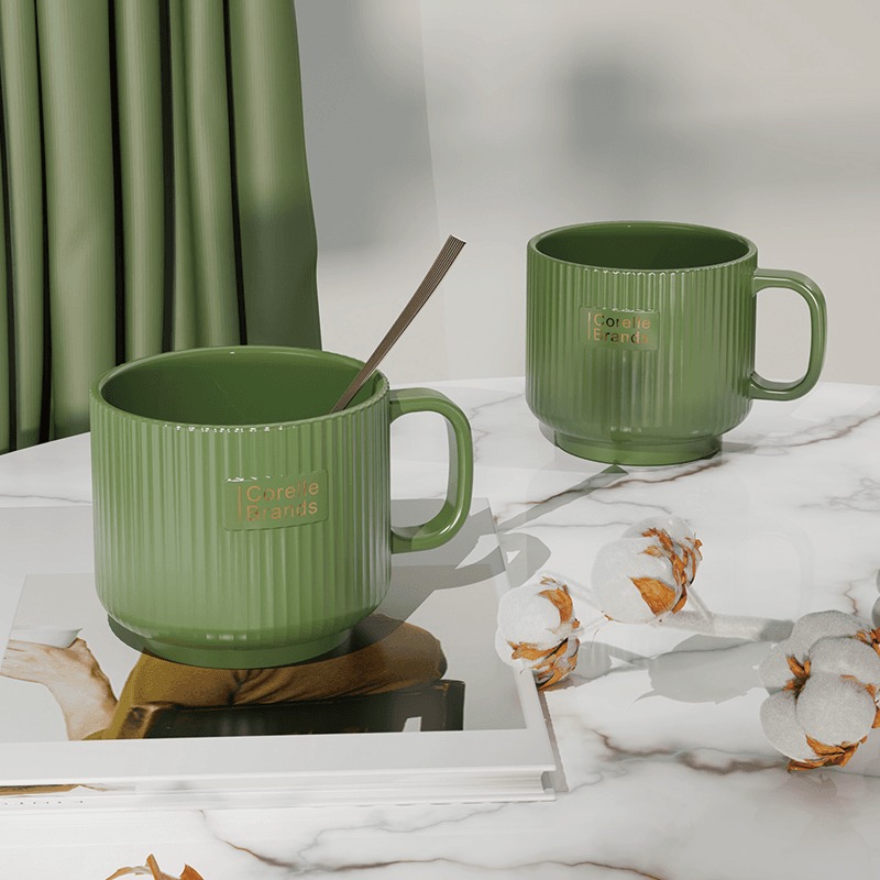 康宁(Corelle Brands)绿野仙踪大容量咖啡杯牛奶杯早餐杯办公杯茶杯350ml CB-TC001-TG/KZ