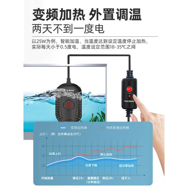鱼缸加热棒乌龟自动恒温加热器龟缸小型低水位迷你养龟加温棒变频图片