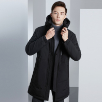 雅鹿羽绒服男2019新款冬季中长款中年男外套加厚男士连帽羽绒衣