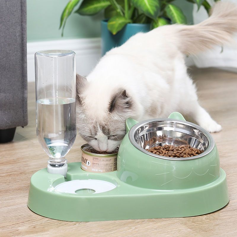 15度单碗(带不锈钢盆200ml)白 狗盆自动狗碗盆猫碗盆双碗猫咪饭盆用品宠物用品泰迪自动饮水器