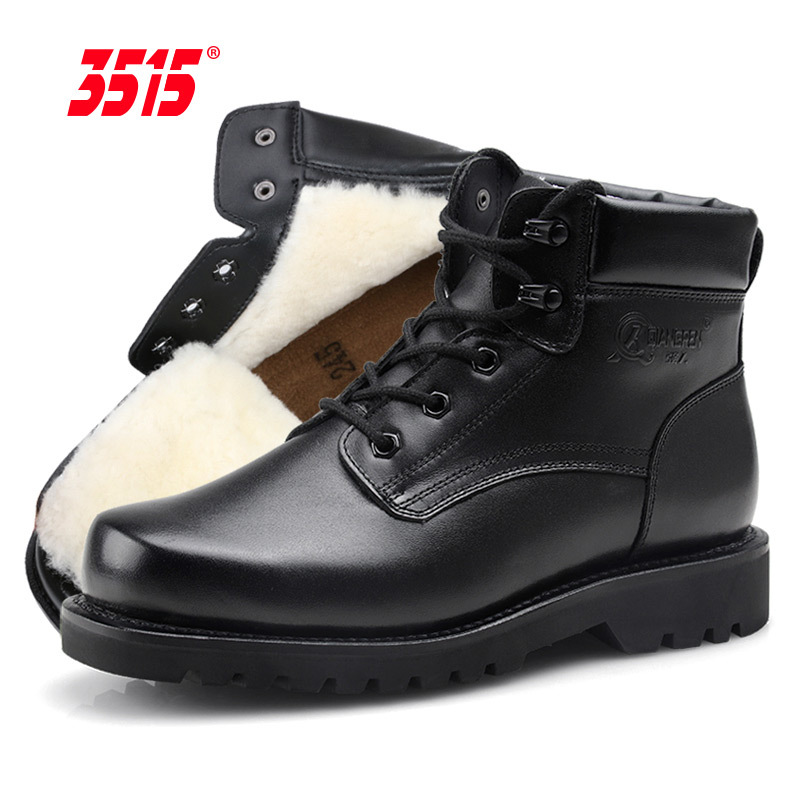 3515强人男冬季加厚棉鞋保暖靴真皮羊毛靴户外雪地靴马丁靴短靴子