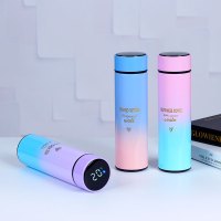博思源男女孩儿童智能测温LED触摸显示保温杯温度杯-智能渐变粉色保温杯500ml