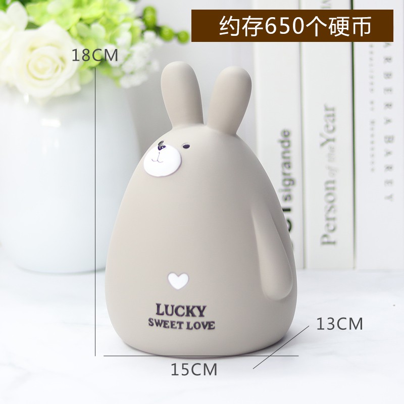 可存可取存钱罐大容量儿童网红防摔储蓄罐男孩女孩卡通可爱储钱罐 三维工匠 萌兔B款中号高清大图