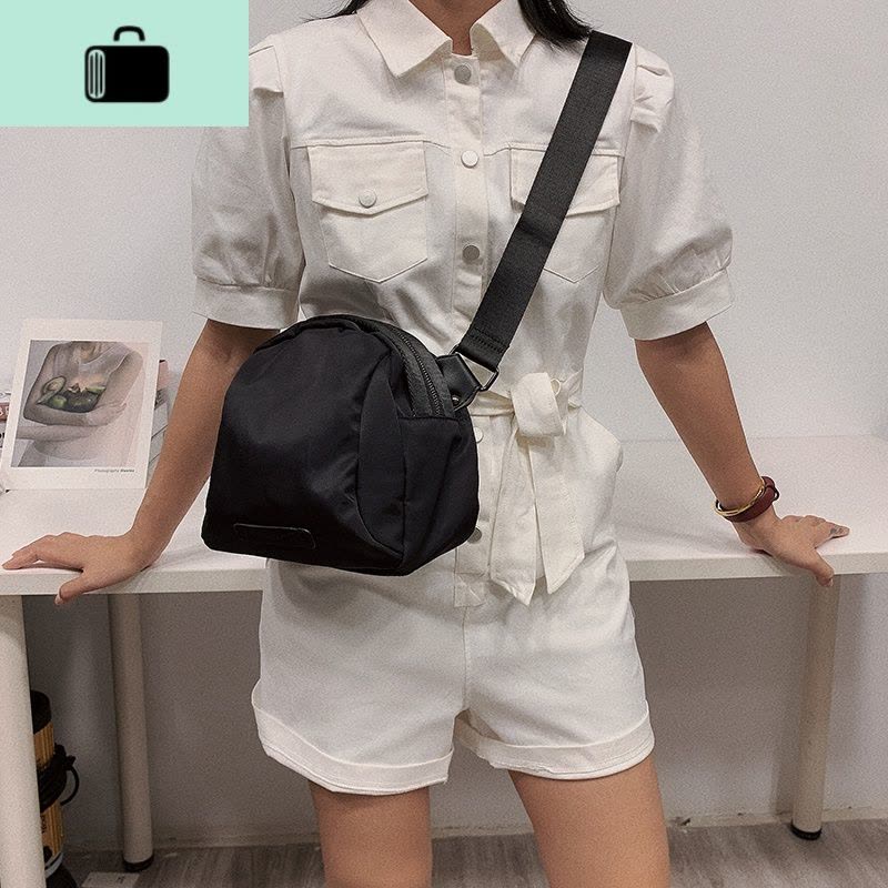 自制包包2020新款牛津布单肩斜跨包多功能黑色贝壳时尚休闲包NEW LAKE女斜挎包图片