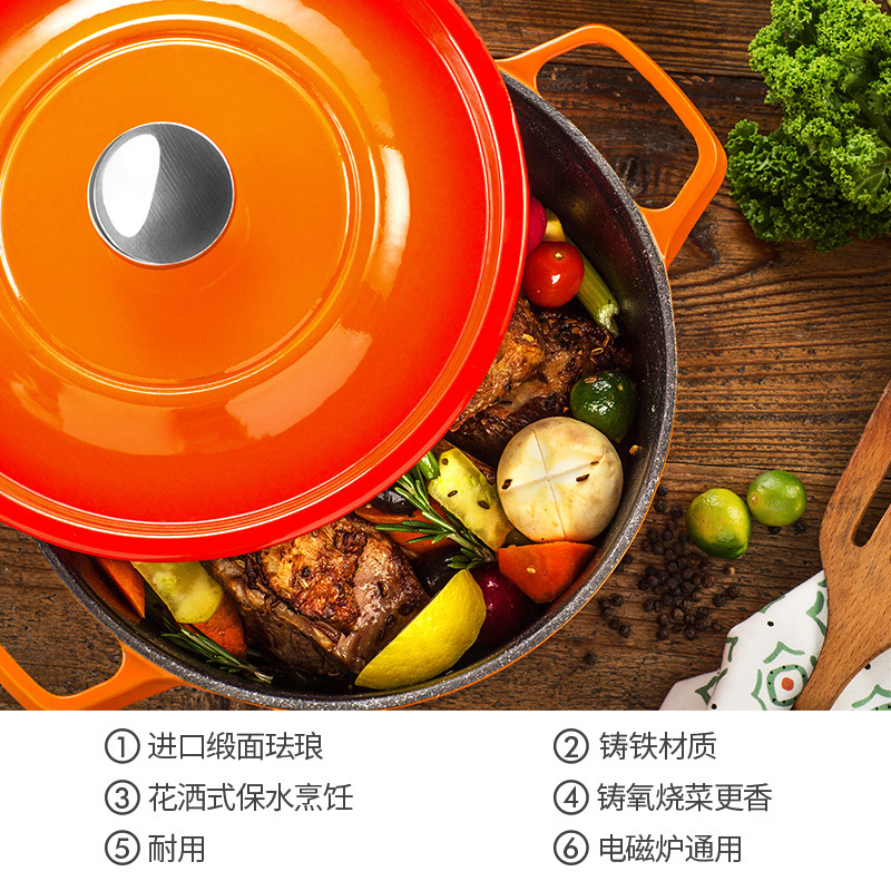 炊大皇(COOKER KING) 汤锅 T20ATQ5 铁器世家五号铸铁珐琅汤锅 火焰橘 20cm