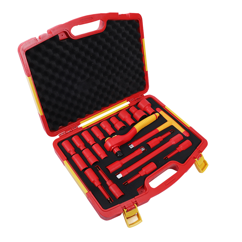 高松takama VDE双色绝缘耐压12.5mm系列1/2方棘轮套筒工具套装21件套v802021/1套高清大图
