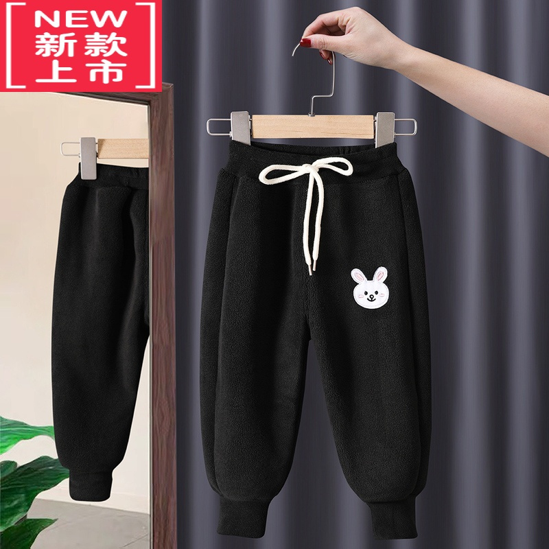 可莉允儿童秋冬加绒长裤男女童一体绒裤子宝宝外穿保暖裤童装新款条绒裤