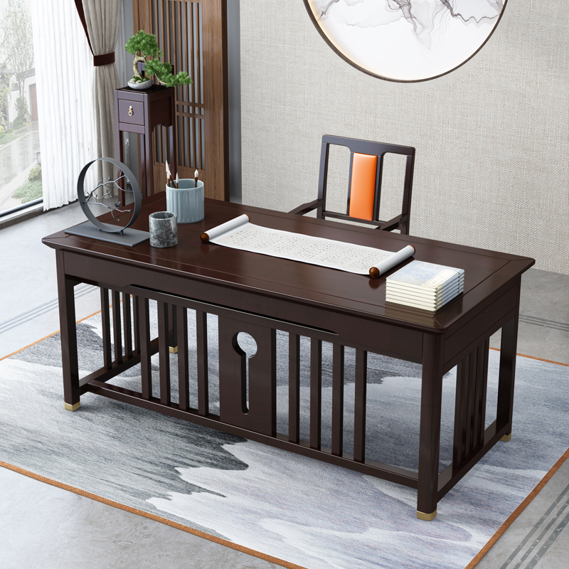 木帆家居(mufan-home)新中式实木书桌 现代中式书法桌书画桌 办公写字