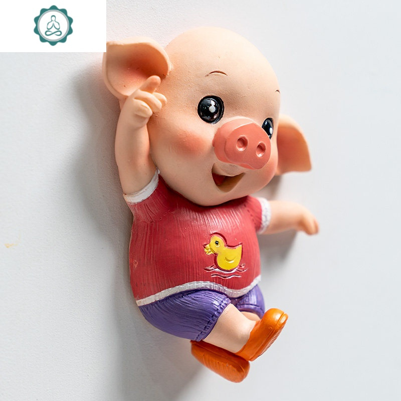 开关贴可爱卡通猪生肖墙贴现代简约立体树脂家用开关保护套装饰贴 封