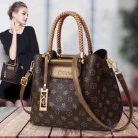 真软皮高级感女士包包2021新款秋冬手提包女百搭时尚单肩斜挎大包 花纹款-古铜