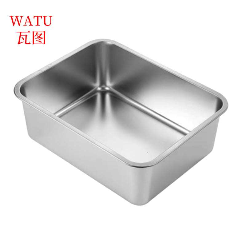 瓦图 不锈钢方盆带盖 菜盆加深托盘 60*40*10cm 个高清大图