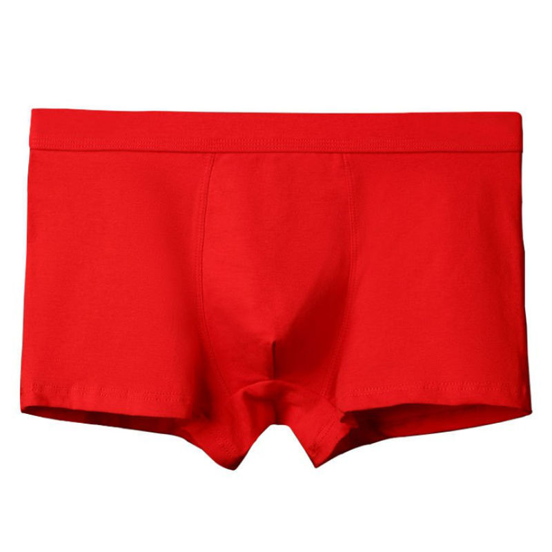 波迷娜bomina本命年喜庆结婚男士红色内裤宽边纯四角头属鼠