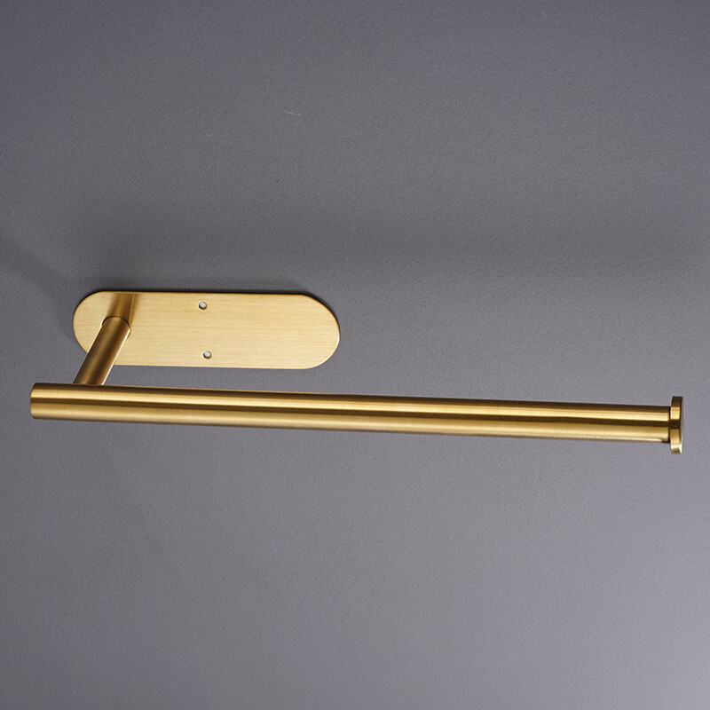 谋福 纸巾架 304不锈钢卷纸架 免打孔壁挂(板式加长款-金色免打孔)