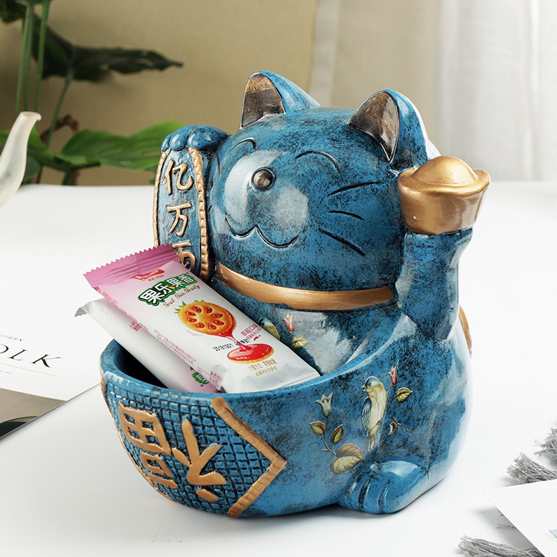 猫摆件欧式美式家居酒柜玄关装饰品鞋柜钥匙收纳盘创意礼品 三维工匠 土豪金猫高清大图