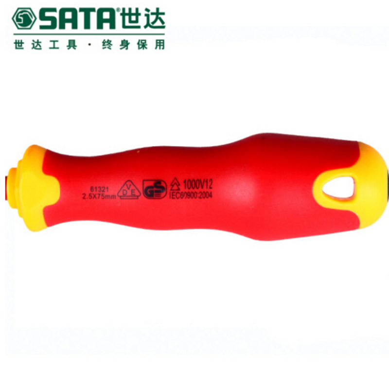 世达SATA T系列双色柄一字绝缘螺丝批61321-61325 6.5x150MM 61325